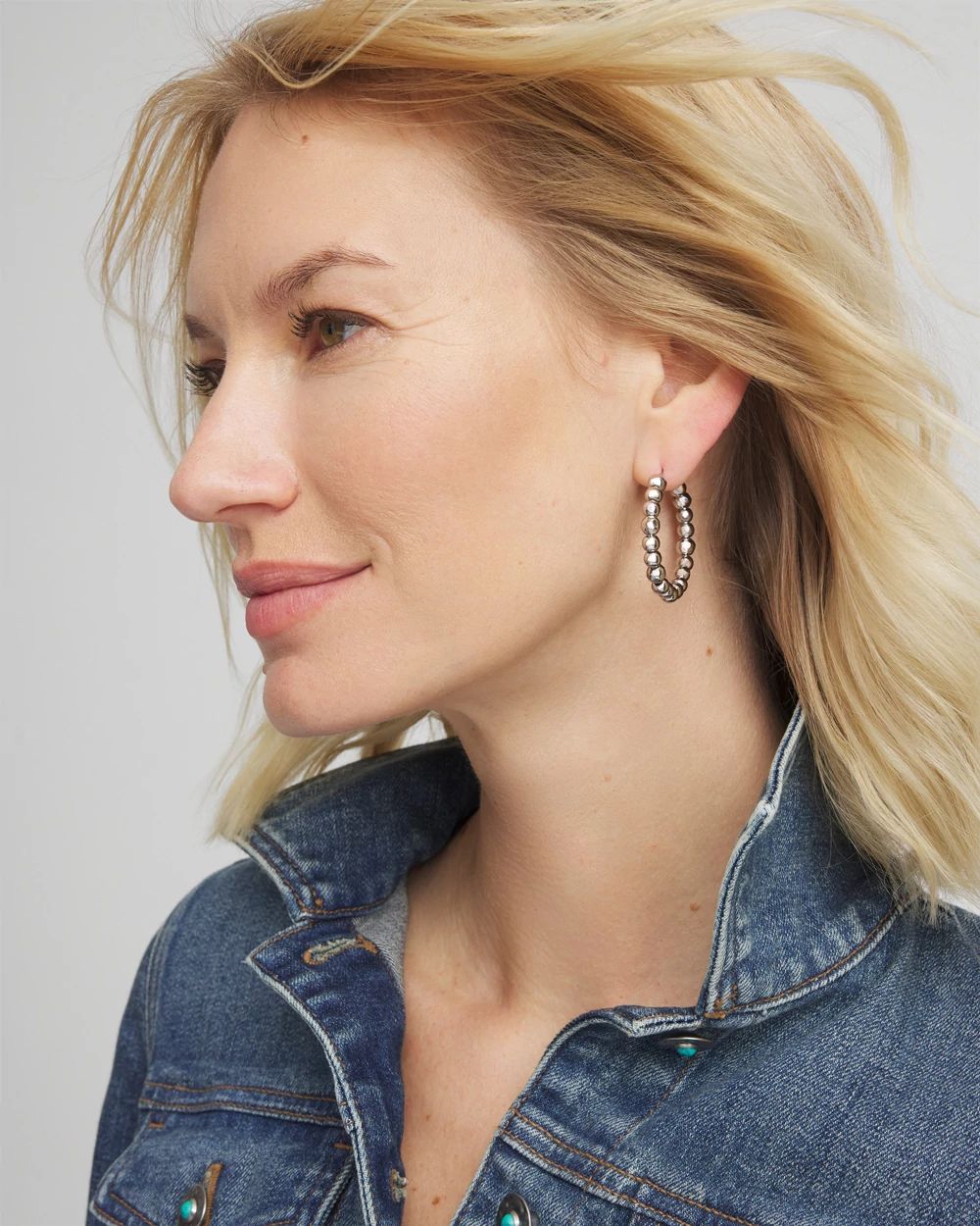 ピアス Clear Dewdrops Hoop Earrings No Droop® Silvertone Wide Hoop Earrings | Chico's